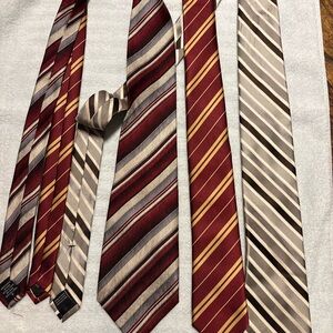 Puritan Burgundy and Beige Striped Men's Tie Set